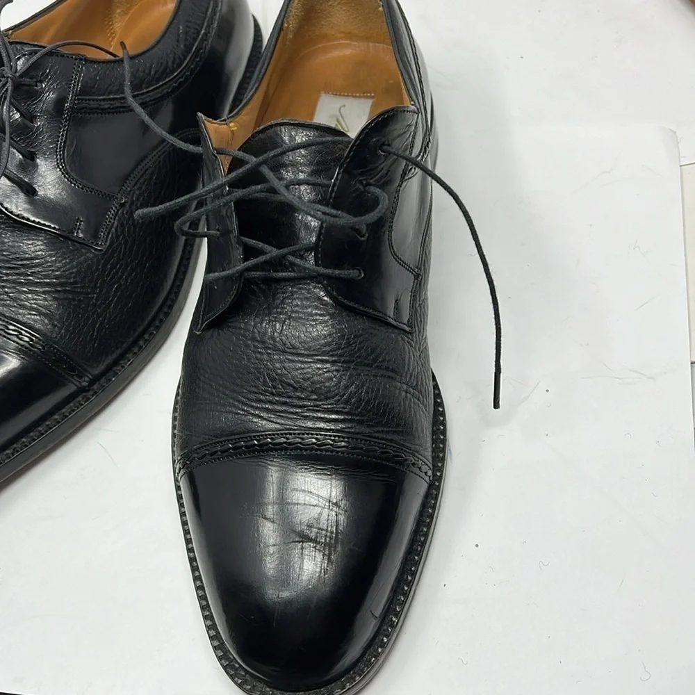 Mezlan Sz 10 Men’s Black Deerskin Leather Cap Toe Oxford Shoes